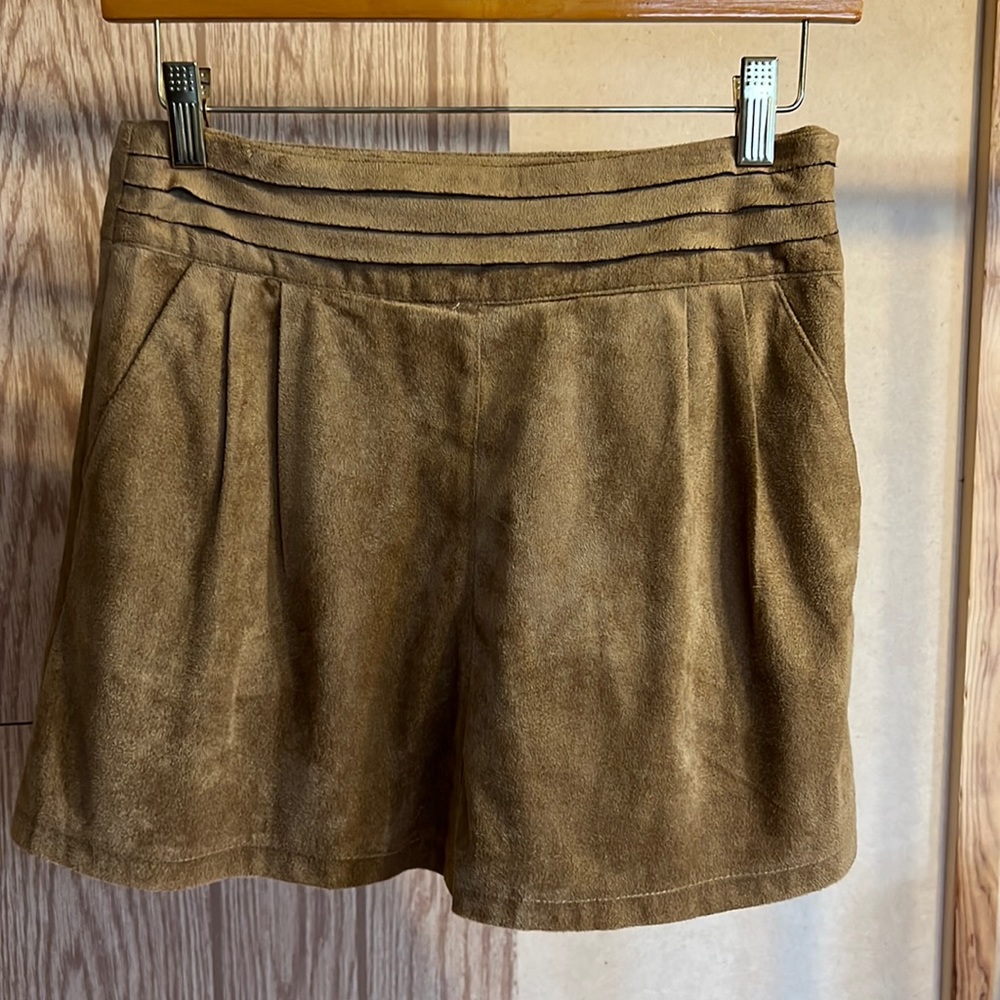 Faux Suede Light Brown Mini Skirt